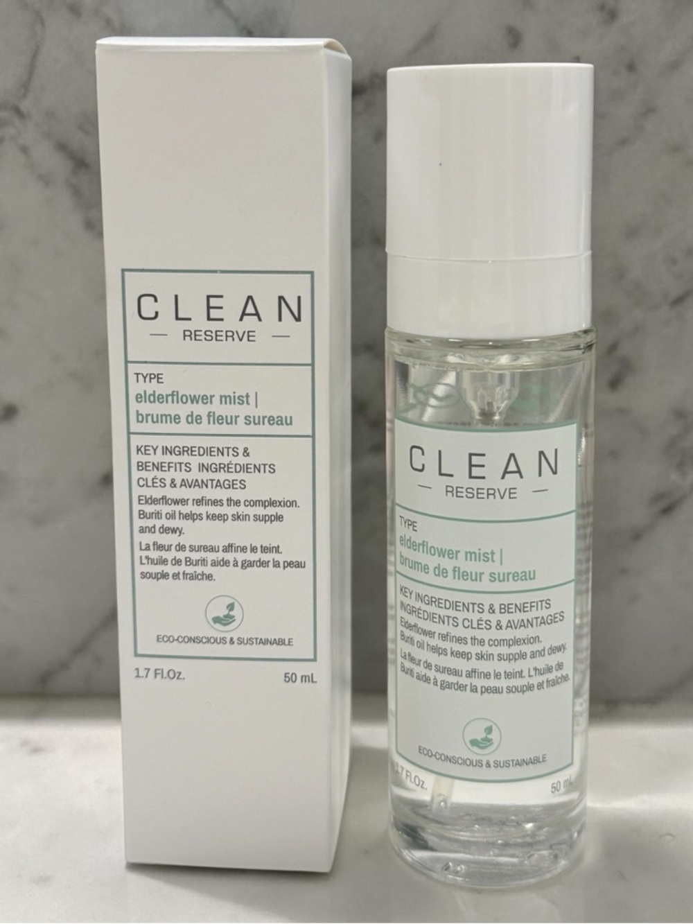 Clean Reserve Elderflower Mist Face Spray 1.7 oz / 50 mL New in Box